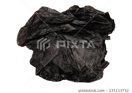garbage bag is crumpled isolated on white background garbage bag is crumpled isolated on white background 135113732