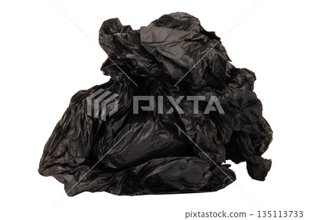 garbage bag is crumpled isolated on white background 135113733