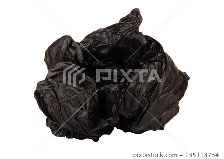garbage bag is crumpled isolated on white background garbage bag is crumpled isolated on white background 135113734