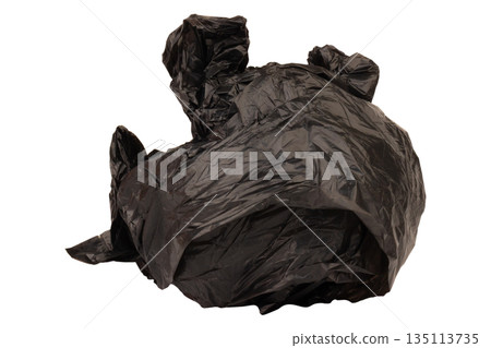 garbage bag is crumpled isolated on white background 135113735