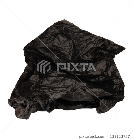 garbage bag is crumpled isolated on white background garbage bag is crumpled isolated on white background 135113737
