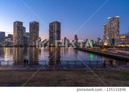 東京：豐洲古魯裡公園和晴見塔樓公寓的夜景 135113846