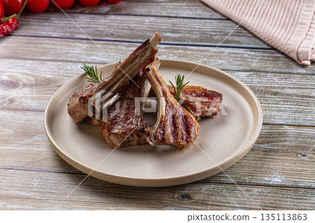 Grilled lamb chop rib steak 135113863