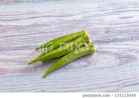 Raw organic green okra vegetable 135113939