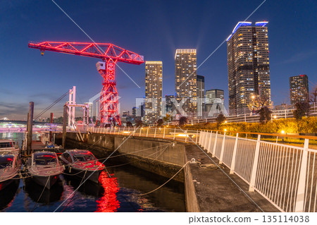 東京：豐洲灣地區及晴海塔樓公寓的夜景 135114038