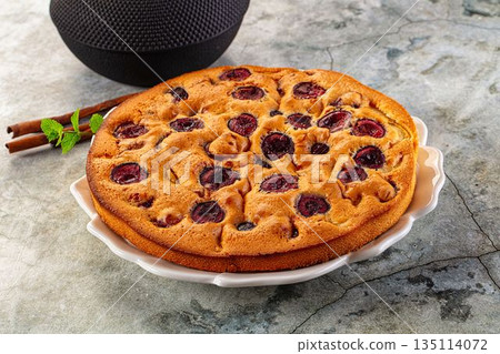 Crust homemade pie with plums 135114072