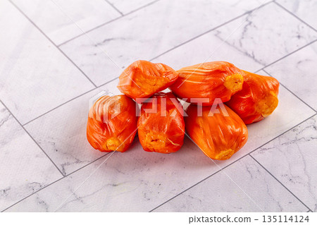 Red sweet juicy tropical red jackfruit Red sweet juicy tropical red jackfruit 135114124