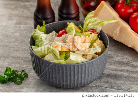 Tasty caesar salad with prawn Tasty caesar salad with prawn 135114133