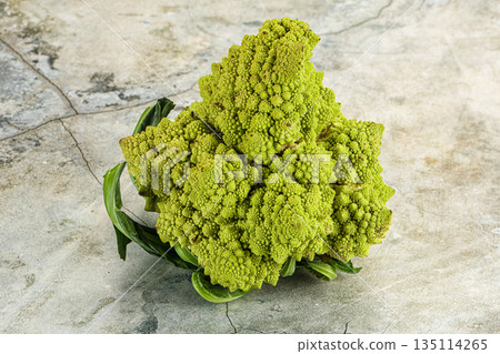 Green raw fresh ripe Romanesco cabbage Green raw fresh ripe Romanesco cabbage 135114265