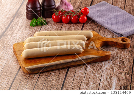 Raw white German veal sausages Raw white German veal sausages 135114469