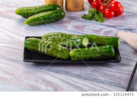 Homemade lightly salted cucumbers snack Homemade lightly salted cucumbers snack 135114473