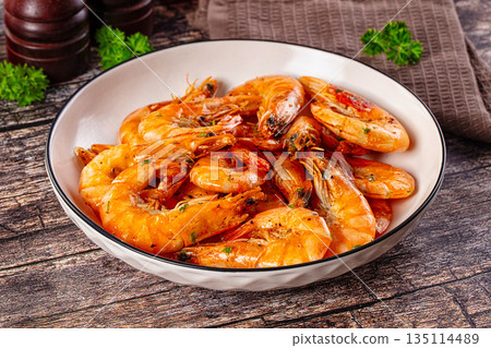 Delicous roasted tiger prawn snack 135114489
