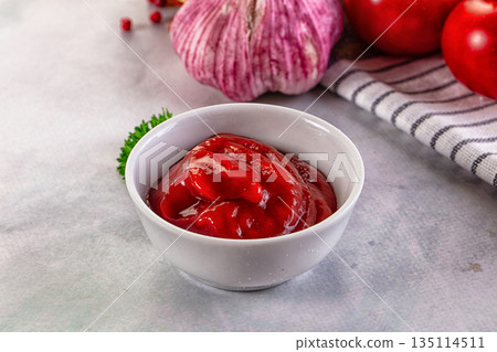 Red spicy tasty tomato ketchup Red spicy tasty tomato ketchup 135114511