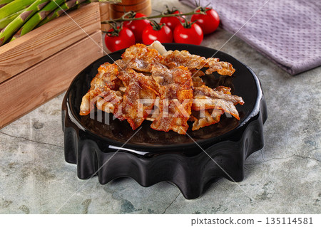 Fried crispy pork bacon snack Fried crispy pork bacon snack 135114581