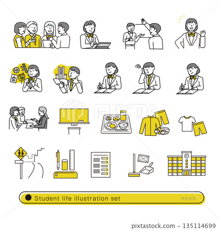 School life illustration set 135114699