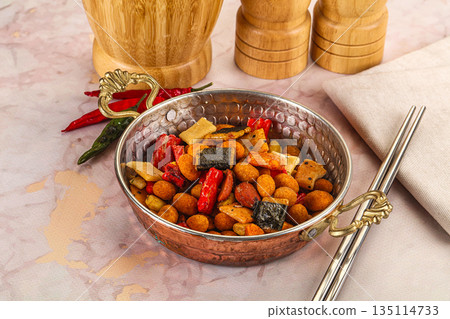 Japanese snack - Chili mame arare cracker Japanese snack - Chili mame arare cracker 135114733