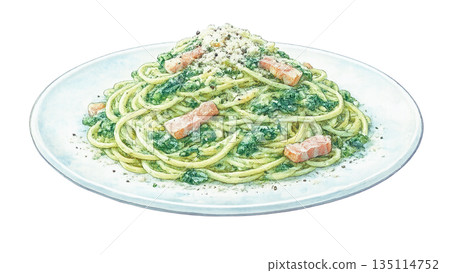 菠菜綠卡邦尼意麵插圖 135114752