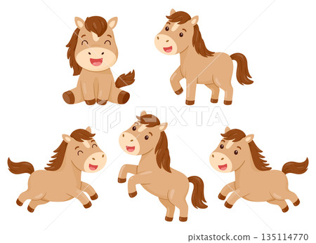 cute kawaii horse poses clipart set cute kawaii horse poses clipart set 135114770