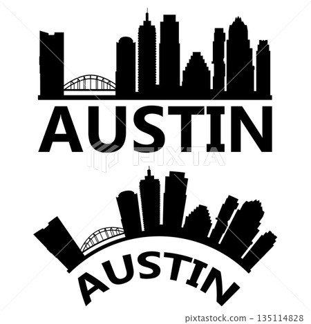 Austin Texas skyline silhouette. Austin USA skyline sign. Landscape City Design. flat style. Austin Texas skyline silhouette. Austin USA skyline sign. Landscape City Design. flat style. 135114828