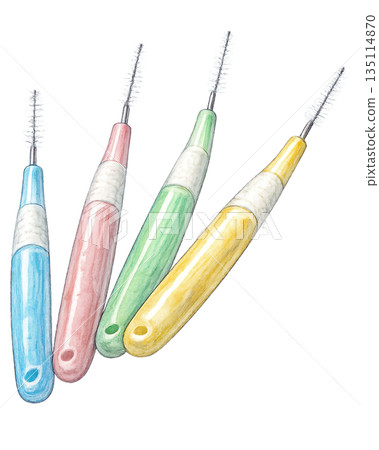 牙間刷插圖,口腔護理用品,透明背景 牙間刷插圖,口腔護理用品,透明背景 135114870