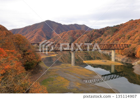 Yunishigawa Bridge and autumn leaves / Nishikawa, Nikko City, Tochigi Prefecture Yunishigawa Bridge and autumn leaves / Nishikawa, Nikko City, Tochigi Prefecture 135114907