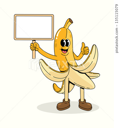 banana blank board groovy cartoon illustration 135115079