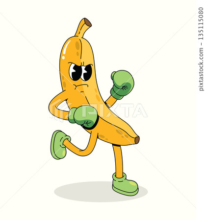 banana boxer groovy cartoon illustration 135115080