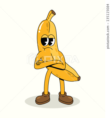 banana crossed arms groovy cartoon illustration banana crossed arms groovy cartoon illustration 135115084