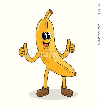 banana thumbs up groovy cartoon illustration 135115107