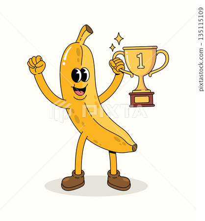 banana trophy groovy cartoon illustration banana trophy groovy cartoon illustration 135115109