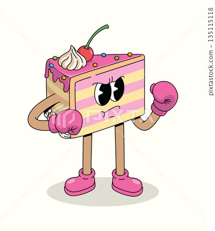 cake boxer groovy cartoon illustration 135115118