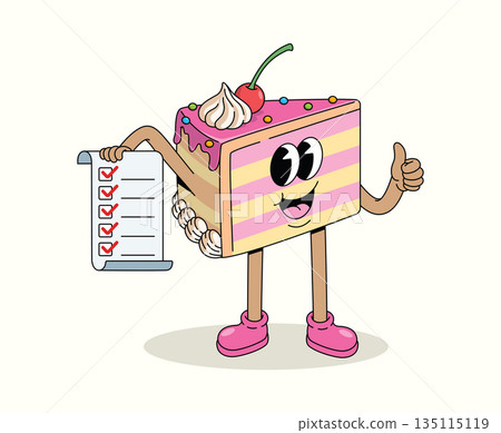 cake checklist groovy cartoon illustration 135115119