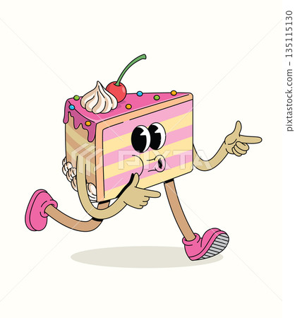 cake slice energetic walk groovy cartoon illustration cake slice energetic walk groovy cartoon illustration 135115130