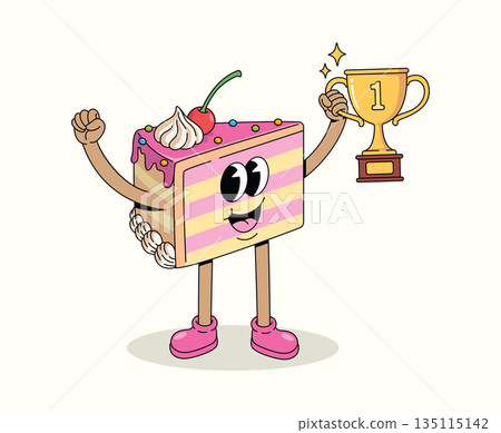 cake trophy groovy cartoon illustration cake trophy groovy cartoon illustration 135115142