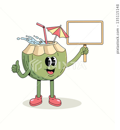 coconut blank board groovy cartoon illustration coconut blank board groovy cartoon illustration 135115148