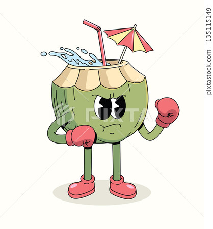coconut boxer groovy cartoon illustration 135115149
