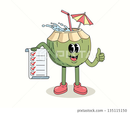 coconut checklist groovy cartoon illustration coconut checklist groovy cartoon illustration 135115150