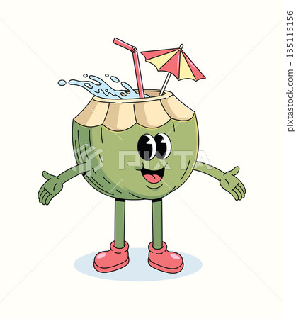 coconut groovy cartoon illustration coconut groovy cartoon illustration 135115156