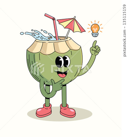 coconut idea groovy cartoon illustration 135115159