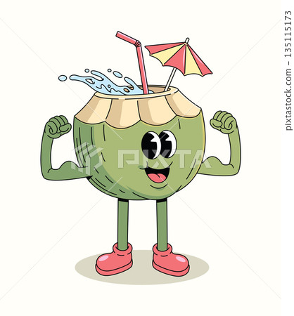 coconut strong groovy cartoon illustration 135115173