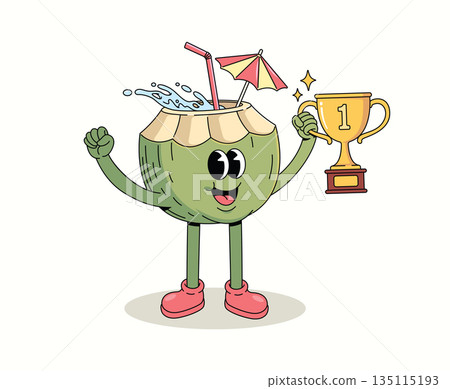 coconut trophy groovy cartoon illustration coconut trophy groovy cartoon illustration 135115193