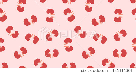 Seamless background image of kidney illustrations. 135115301
