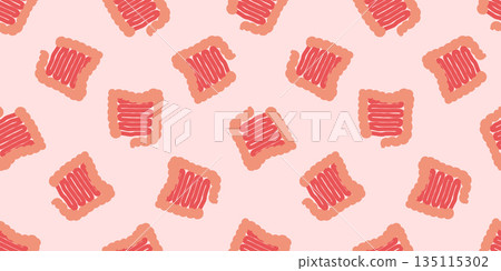 Seamless background image of an illustration of the intestine. Seamless background image of an illustration of the intestine. 135115302