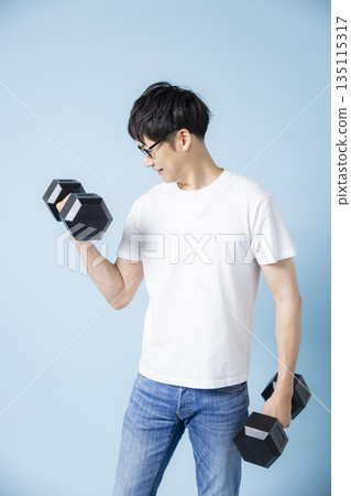 Men with dumbbells Men with dumbbells 135115317