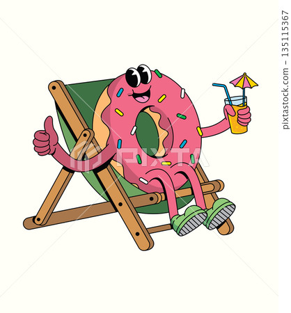 donut relaxing on chair groovy cartoon illustration donut relaxing on chair groovy cartoon illustration 135115367