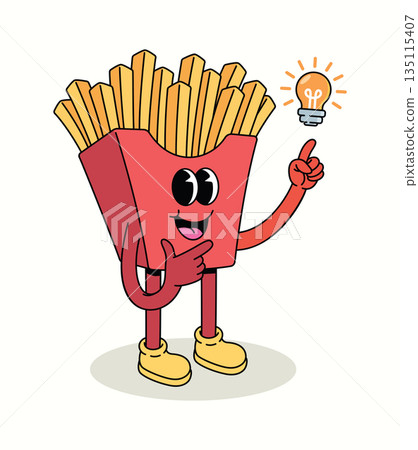 french fries idea groovy cartoon illustration french fries idea groovy cartoon illustration 135115407