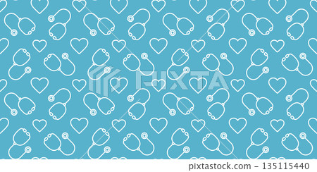 Seamless background image of stethoscopes and hearts. Seamless background image of stethoscopes and hearts. 135115440