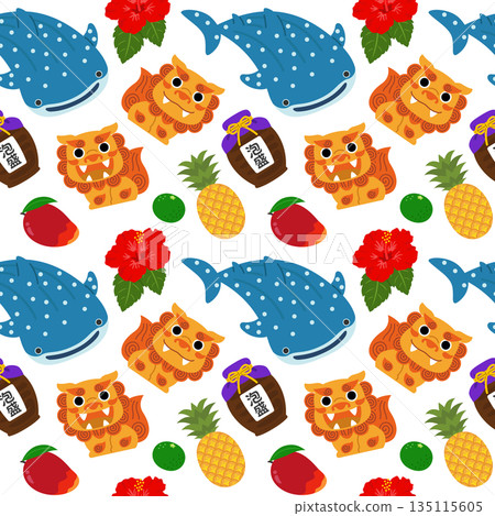 Seamless background image of Okinawa image illustration. 135115605