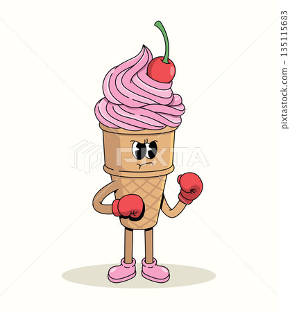 ice cream cone boxer groovy cartoon illustration ice cream cone boxer groovy cartoon illustration 135115683