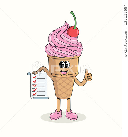 ice cream cone checklist groovy cartoon illustration ice cream cone checklist groovy cartoon illustration 135115684